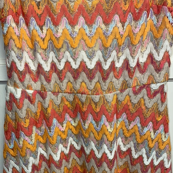 INC International Concepts Large Orange Pink White Zig Zag Cinch Waist Dress - Picture 5 of 12